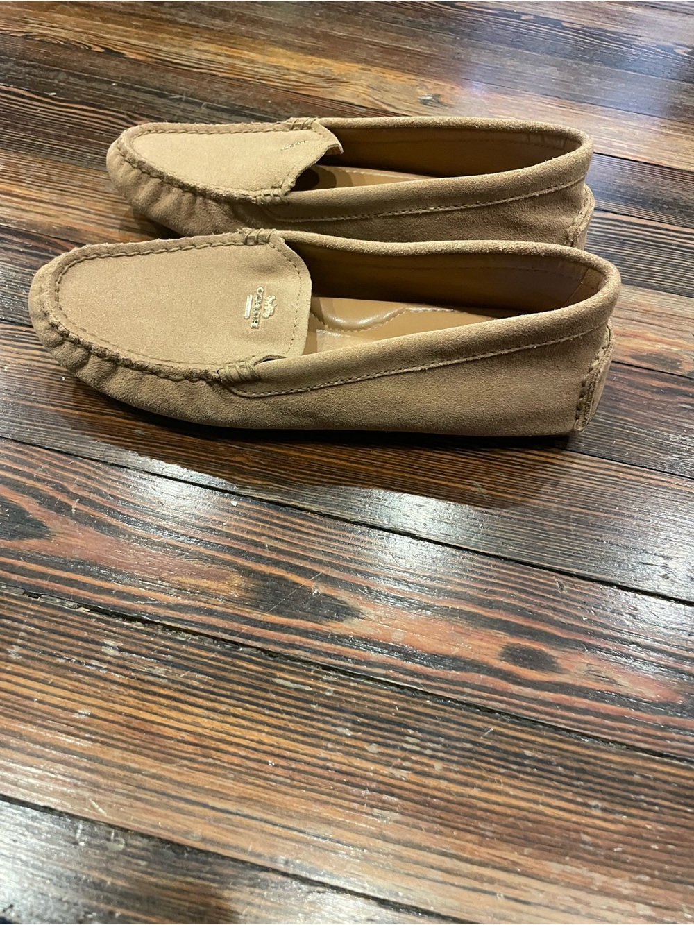Coach Beige Suede Driving Moccasins - Picture 2 of 5